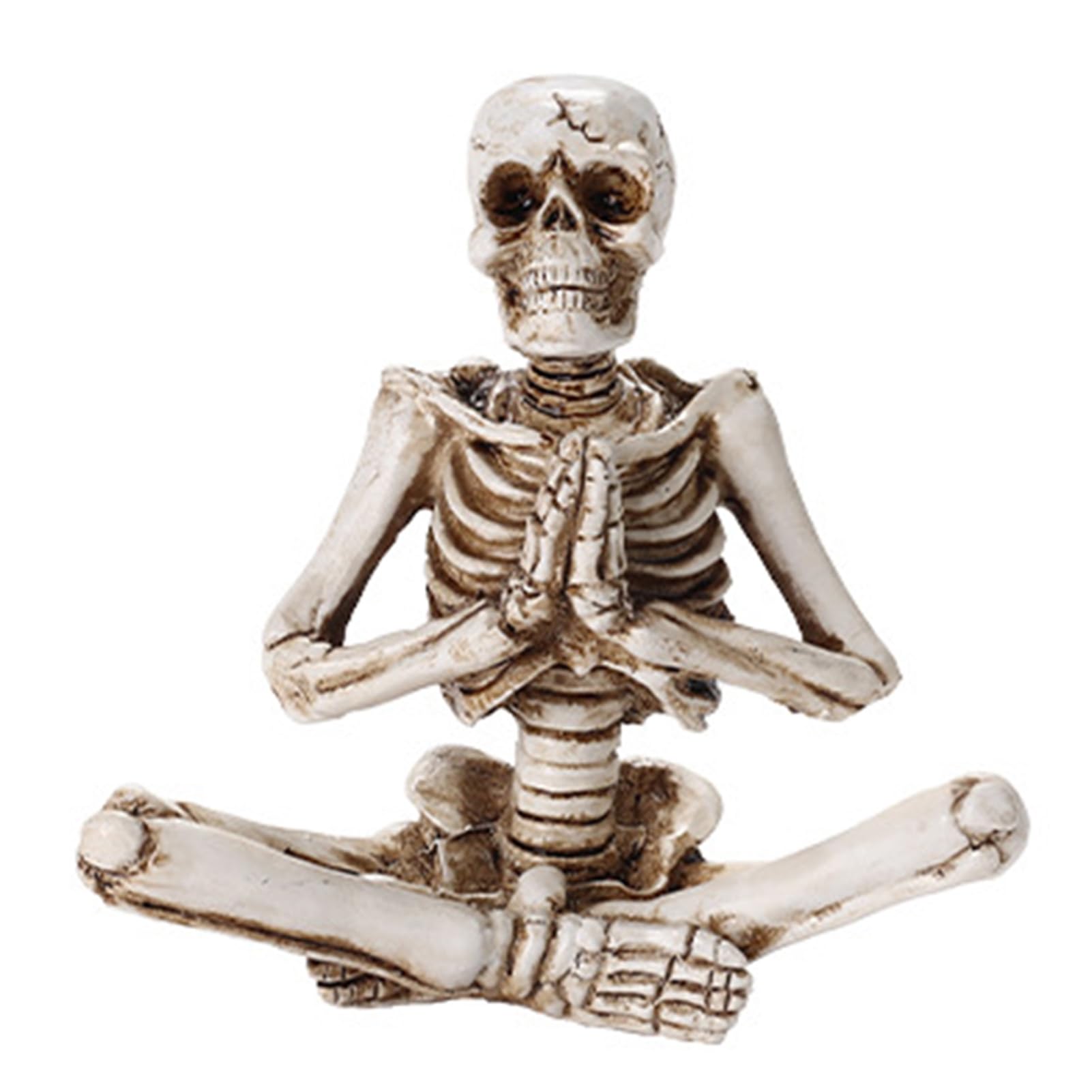 Pasisuu Halloween Yoga Skull Decoration – Resin Dark Theme Skull Figurine, Gothic Style Distressed Ornament for Home Haunted House C