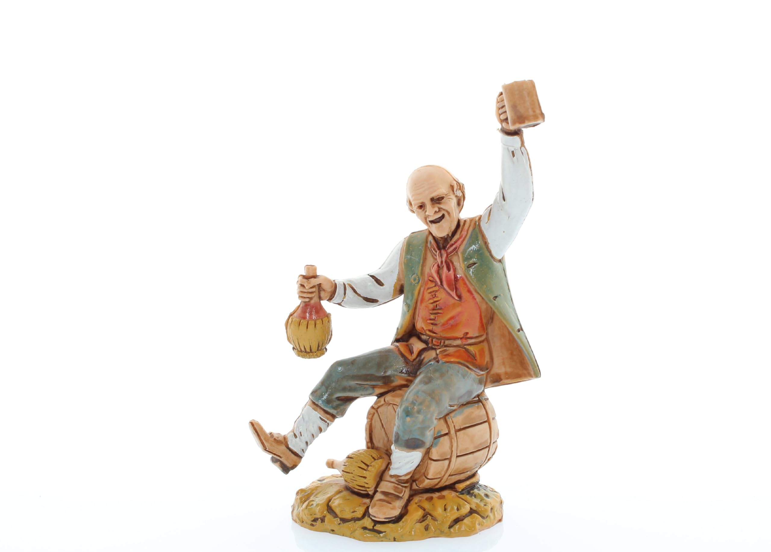Moranduzzo Set 4 Pastori Napoletani H Medio 9 cm per Presepe da 10 cm – Scala 1:20 – STANDARD 10 – Statuine Indistruttibili, Stile '700, Rifinite a Mano, Scultore M. Landi