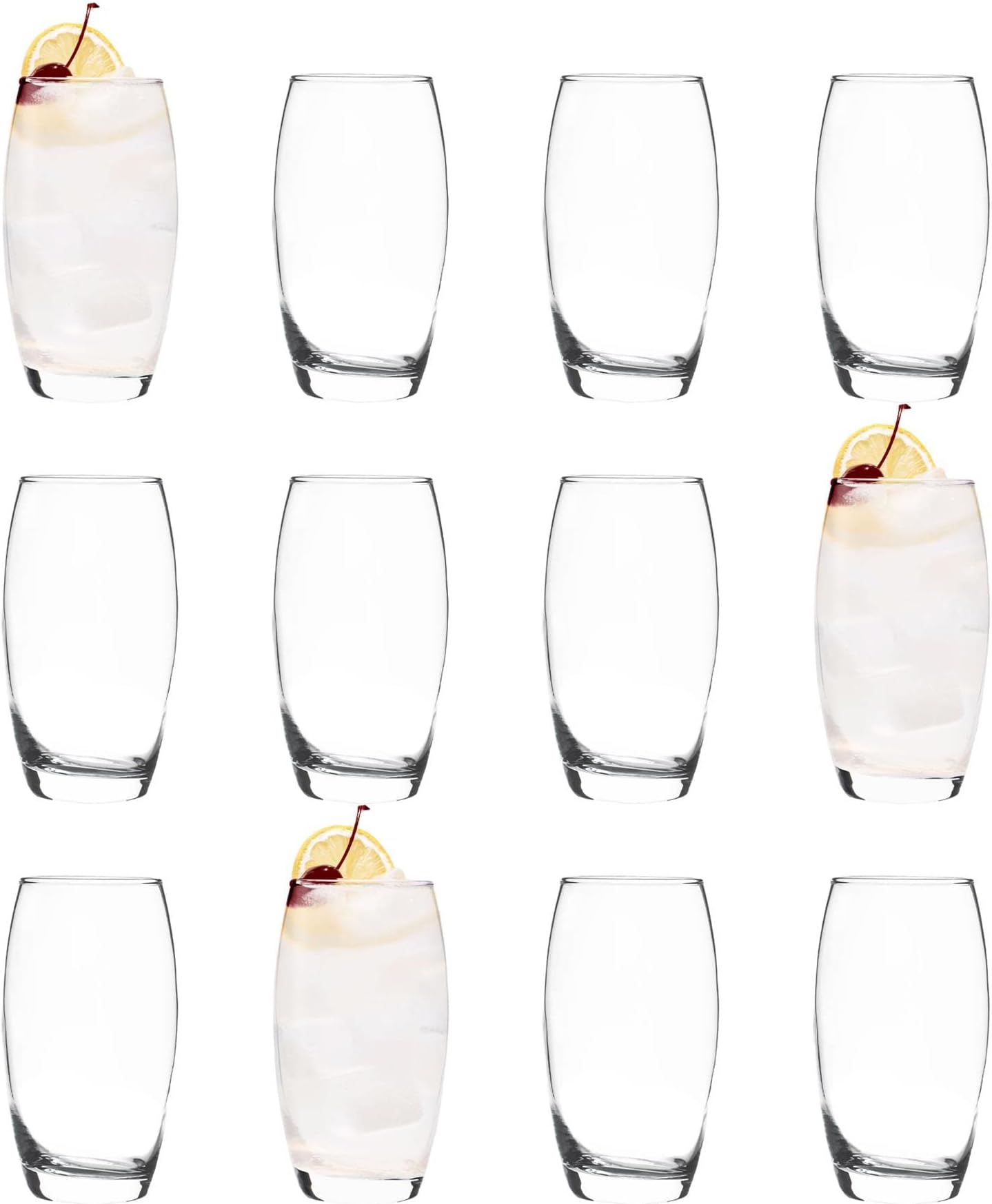 12x Clear 510ml Empire Highball Glasses - Tall Hi Ball Glass Water Gin Juice Cocktail Drinking Glassware Tumblers Set