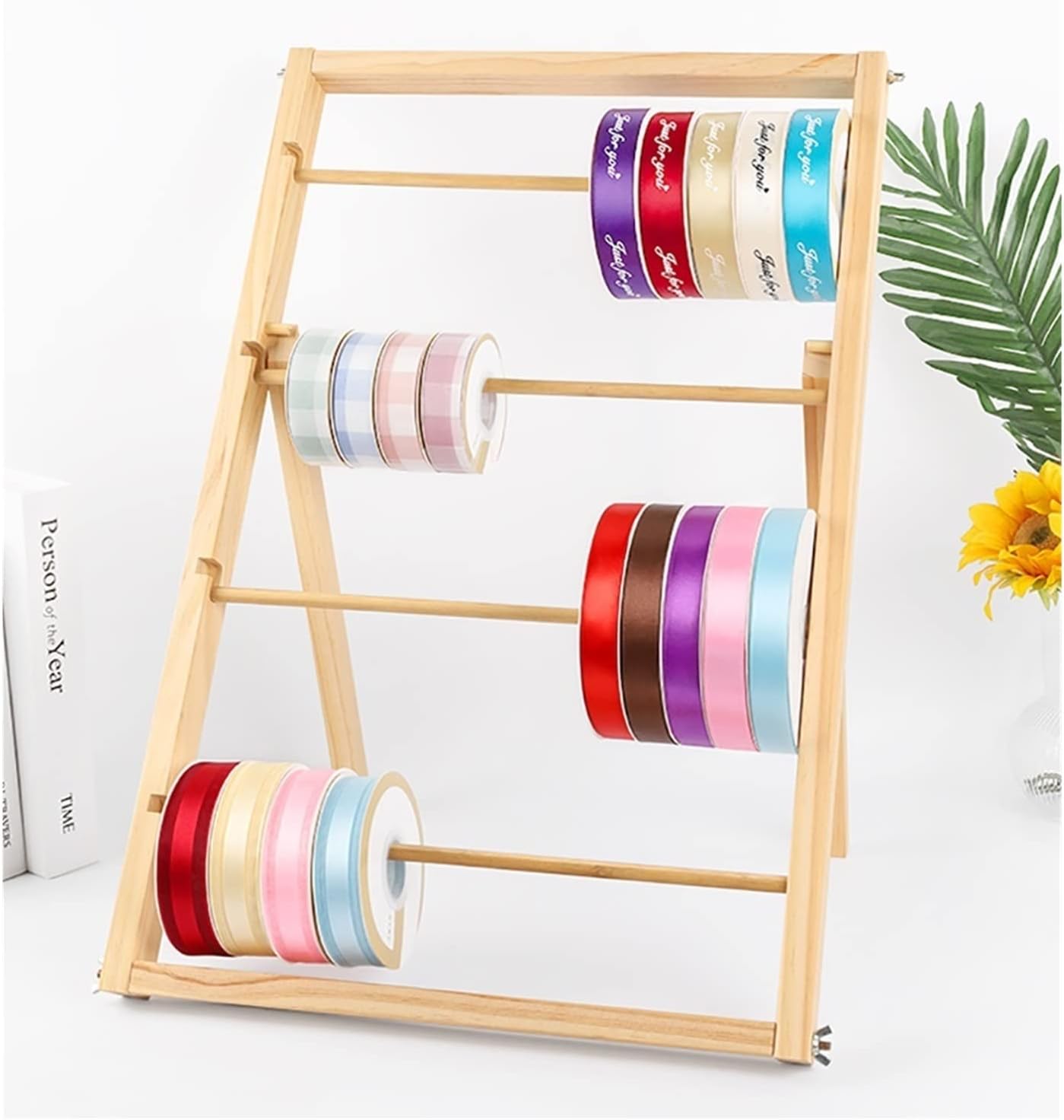 SRNSAEB Wooden Ribbon Display Rack, Large Sewing Ribbon