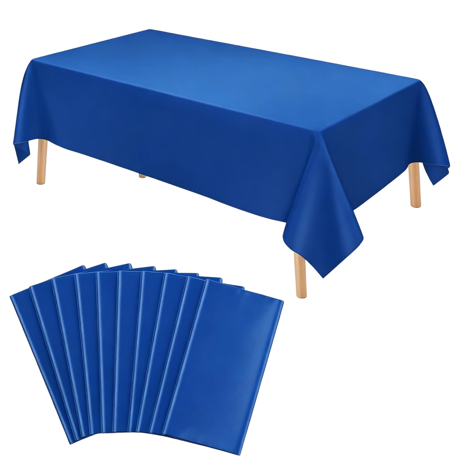 10 Pack Blue Table Cover, 137 x 274 cm Disposable Plastic Table Cloth, Rectangle Large Waterproof Disposable Party Tablecloths for Holiday Party Engagement Weddings Baptism Birthday Decorations