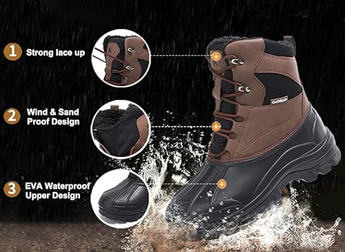 Miniatura 4 de UPSOLO Mens Duck Boots Winter Snow Boot Waterproof Insulated Anti-Slip Fully Fur Lined Casual Lightweight