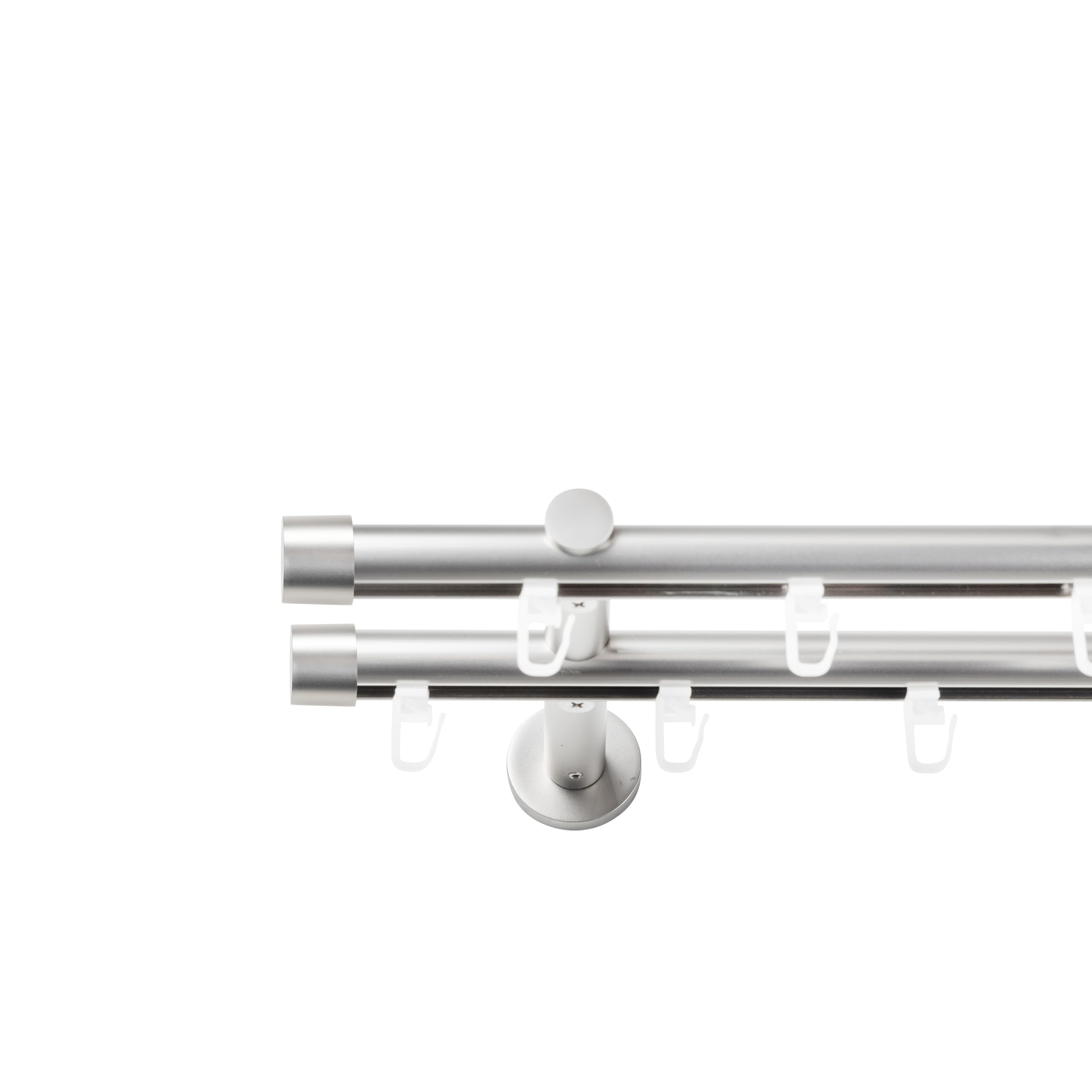 SN Deco Innenlauf-Gardinenstangen-Set Brest, 19 mm, 2-läufig, Stahl, Komplett-Set mit Gleitern, Doppelträger, 180 cm, chrom matt