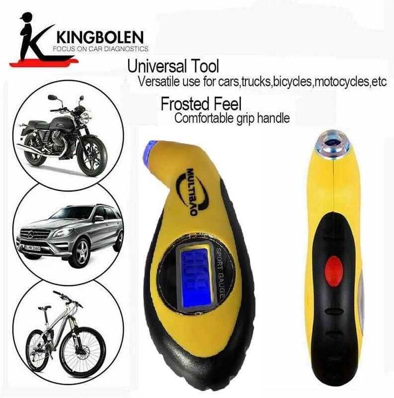 Multibao Tire Pressure Guage, LCD Digital Air PSI Meter Tester Tyre Gauge for Auto Car Bike Truck