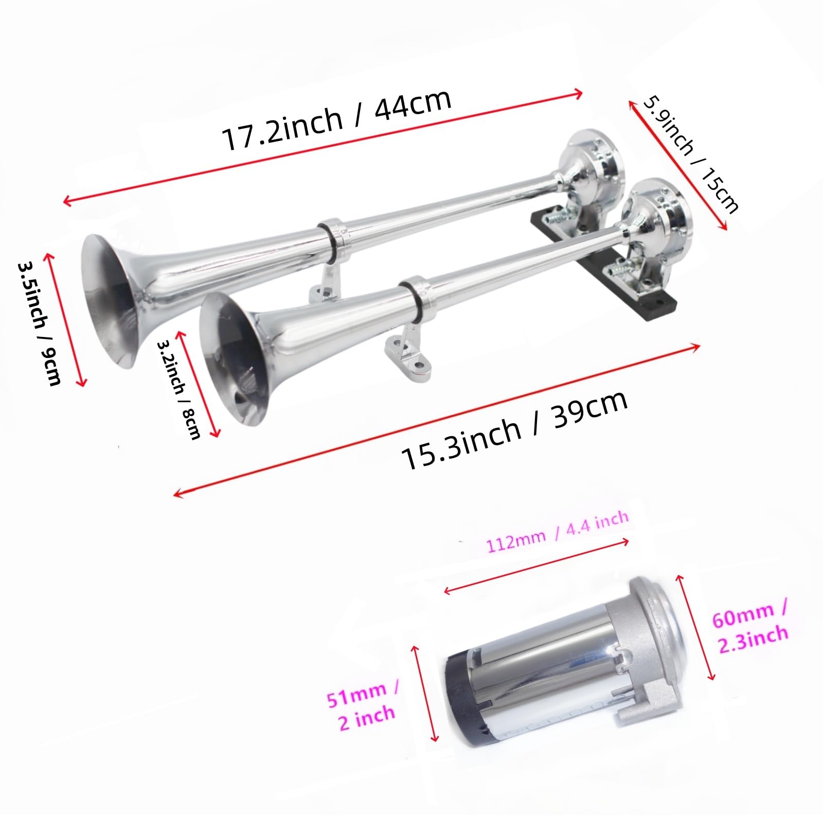 Buy Car Horn Ship Horn Prolong The Sound Air Horn Zinc Chro Double Silver Speaker Truck Horn