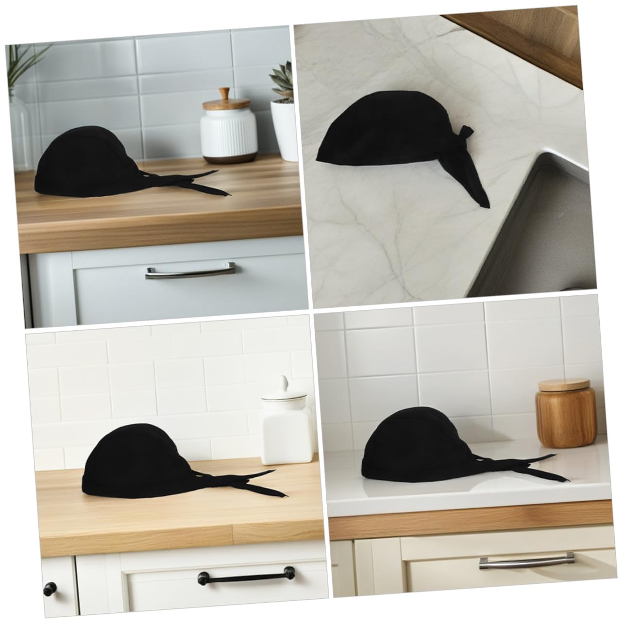 Gorro de Cocina Negro 12 Piezas de Algodón para Personal de Servicio | Uso Versátil y Elástico, Restaurante y Hotel, Estilo Profesional Moderno