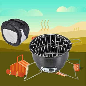 Amazon グードコ バーベキューコンロ 折りたたみ ウッドストーブ q 焚き火台 グリル 室内 焼き肉 焼き網セット バーベキューボックス 炭 着火 ステンレス鋼 軽量 携帯便利 組立簡単 キャンプ パーティー 収納袋付き ブラック F グードコ バーベキューコンロ