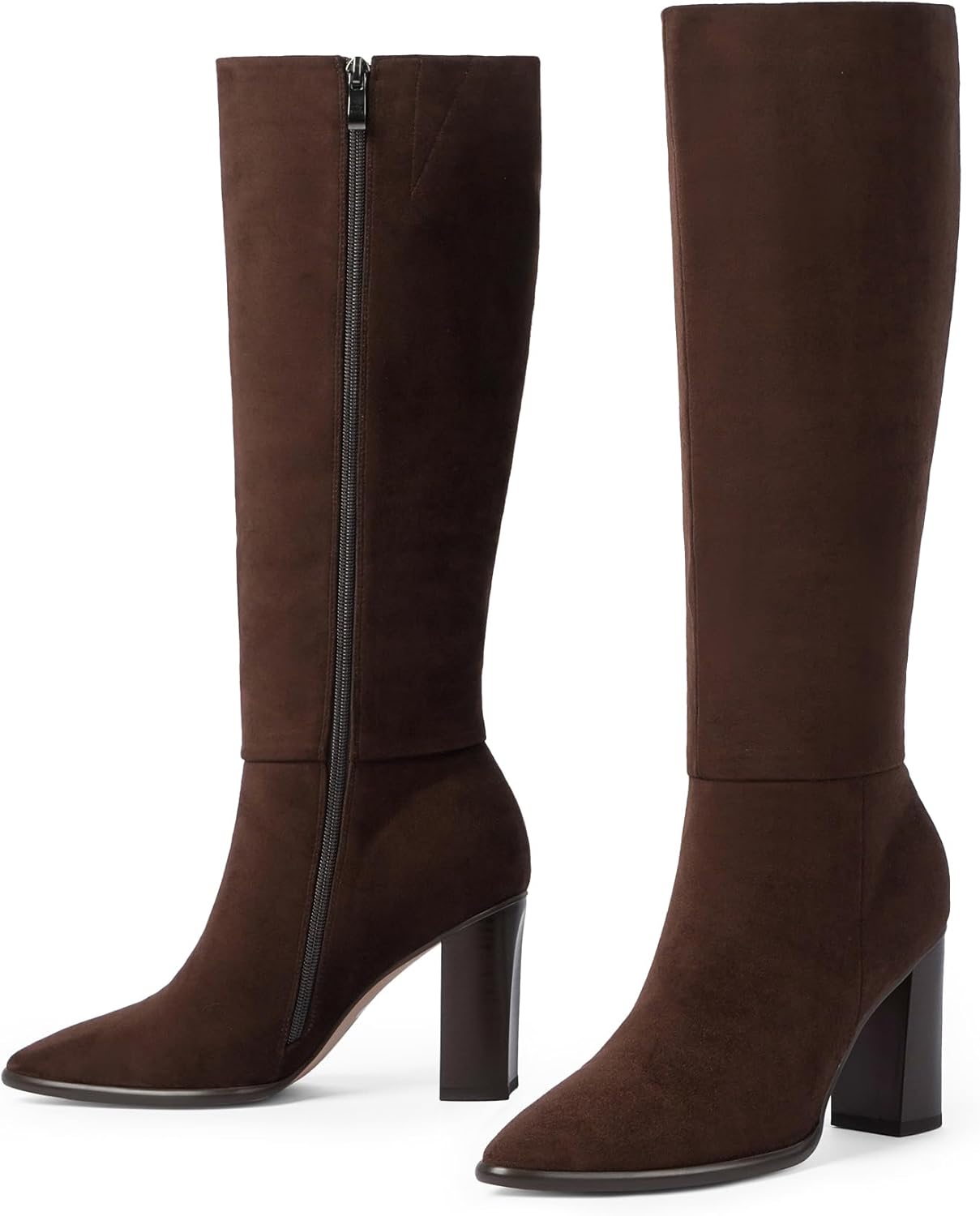 Knee High Boots Women Pointed Toe Chunky Heel Fall Tall Boots Side Zipper Long Boots for Women - Image 5