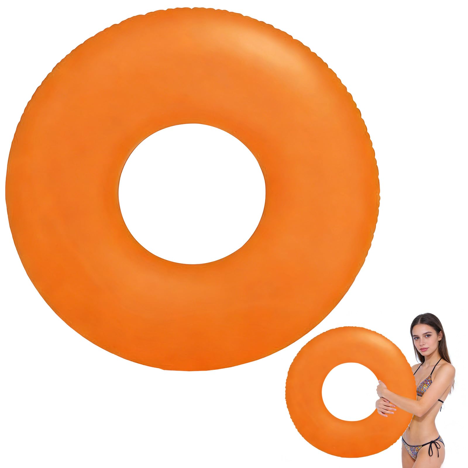Orange Swimming Ring Inflatable Rubber Rings for Kids Adult,90cm Inflatable Pool Ring Floaties Swim Rings Water Float Inflatables Pool Float for Boys Girl Teenager Men Women Beach Summer Water Party