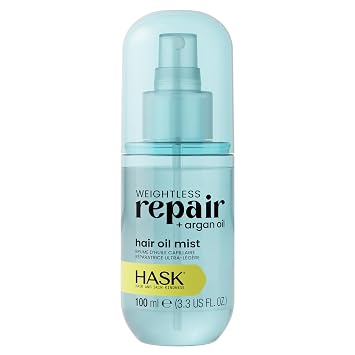 HASK Weightless Repair + Argan Hair Oil Mist | Lightweight Moisture, Smooths Frizz, Adds Shine | Sulfate, Paraben, Cruelty Free, Color Safe, Vegan, 3.3 fl oz