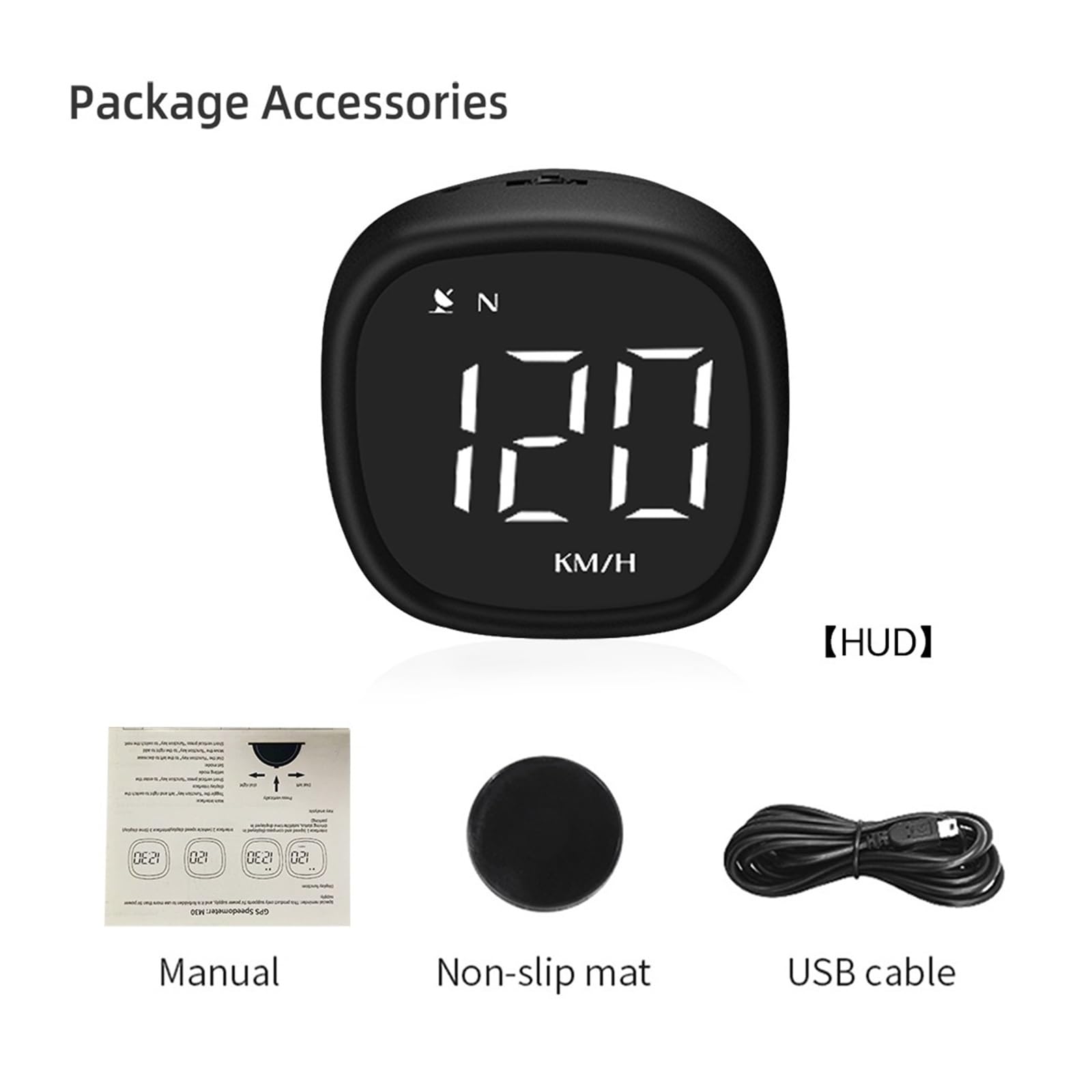 M30 GPS HUD Head Up Display Velocímetro Digital Alarma De Exceso De Velocidad Brújula Fatiga Recordatorio De Conducción Accesorios For Moto Y Coche para todos los vehículos(White)