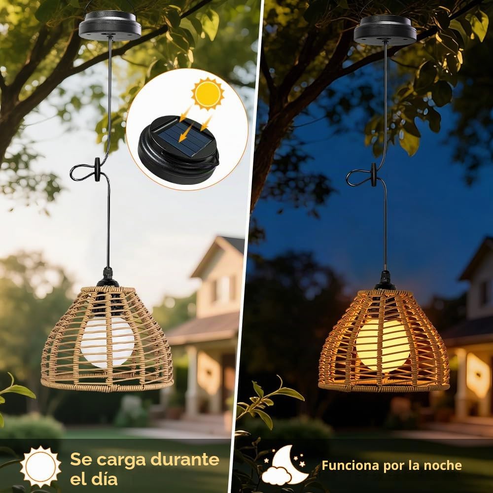 Farolillos Solares Exterior, 2 Piezas Lampara Solar Exterior Jardin, IP65 Impermeable, para Patio, Porche, árboles, Césped, Decoración de Caminos, Camping