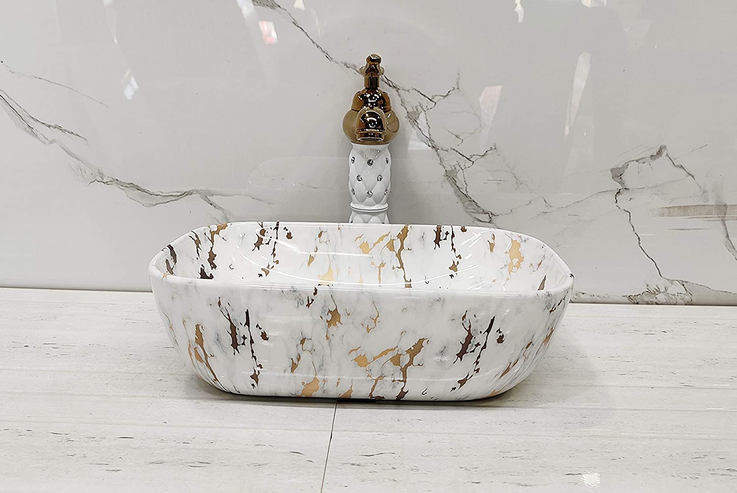 RIYA ENTERPRISE Art Wash Basin Countertop, Tabletop Ceramic Square Bathroom Sink/Basin (Jelly Marble,14 * 10 * 4.5 inches) (B09T5KS8LZ) Amazon Price History, Amazon Price Tracker