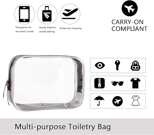 Miniatura 4 de Neceser aprobado por la TSA - Bolsas de viaje transparentes para artículos de tocador, maquillaje y cosméticos - Hombres y mujeres pequeños, 6