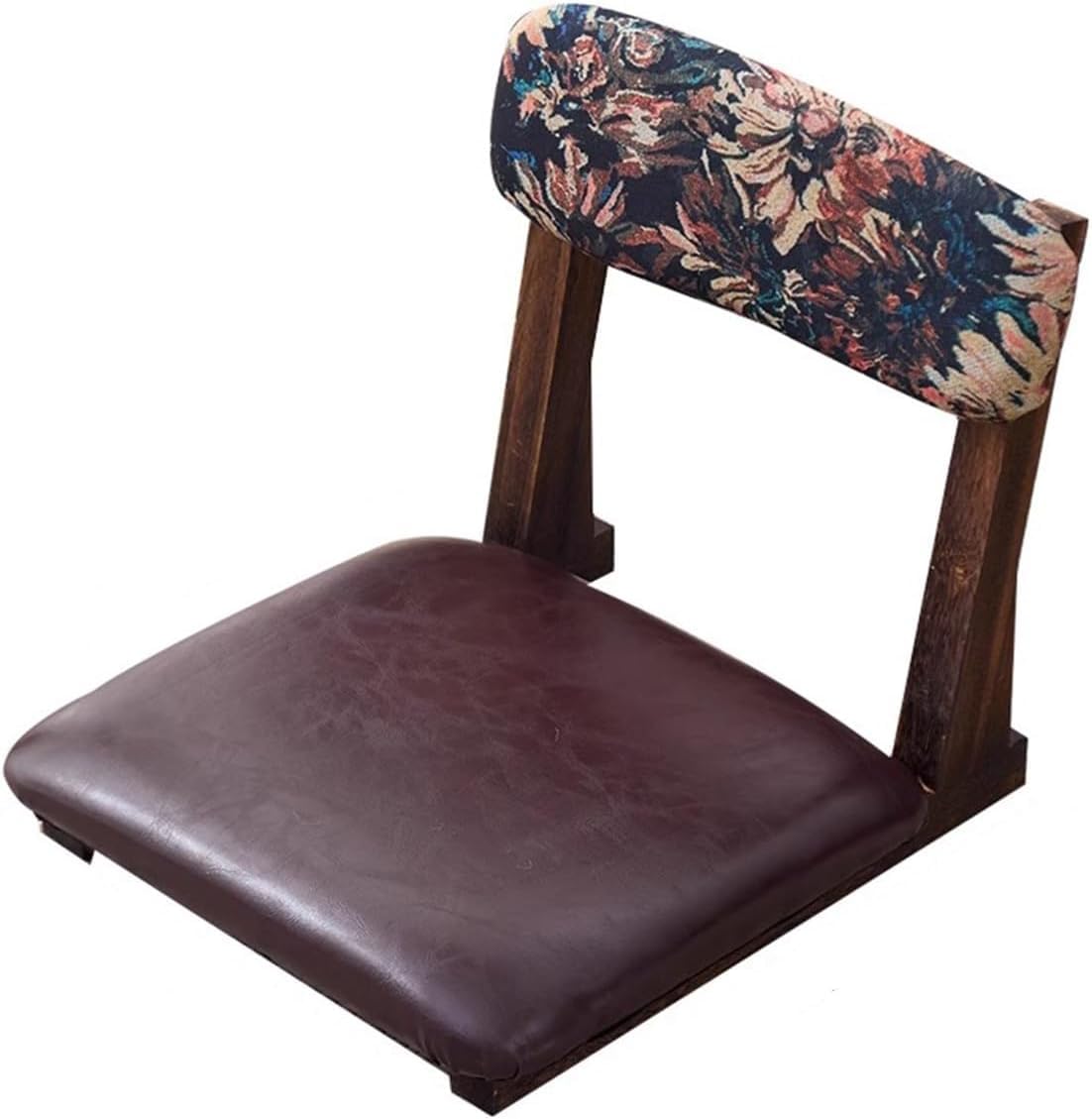 ELEFOCUS Meditation Floor Chair with Back Support Portable Japanese Legless Seats for Living Room Lazy Chair Tatami Floor Seats(Brown)