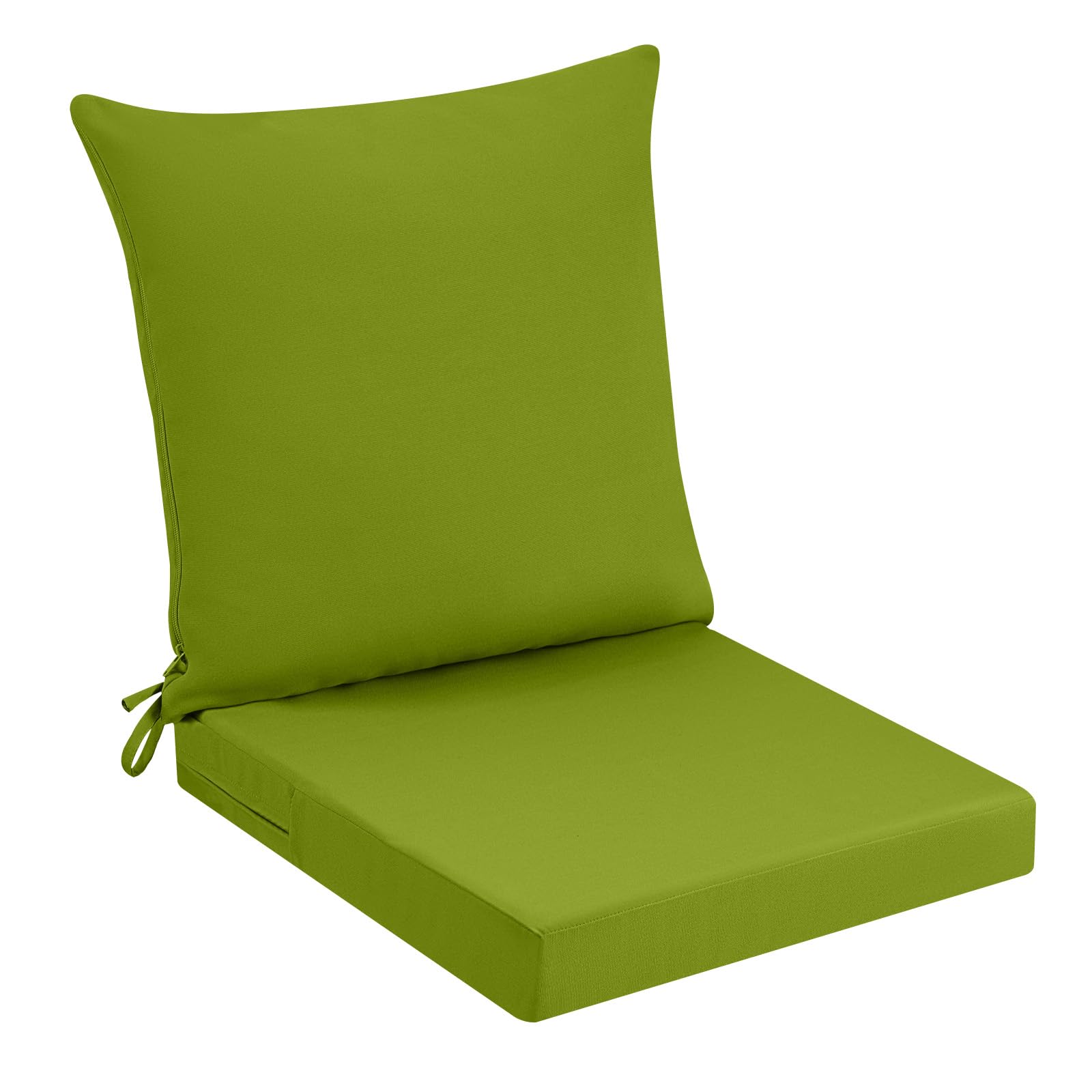 PRIMEPATIO Outdoor Garden Chair Cushion with Backrest, 7cm Thick Waterproof Patio Seat Pad with Removable Cover, Patio Furniture Cushion with Ties for Sofa Chairs, 45 x 45cm, Green โ image 1