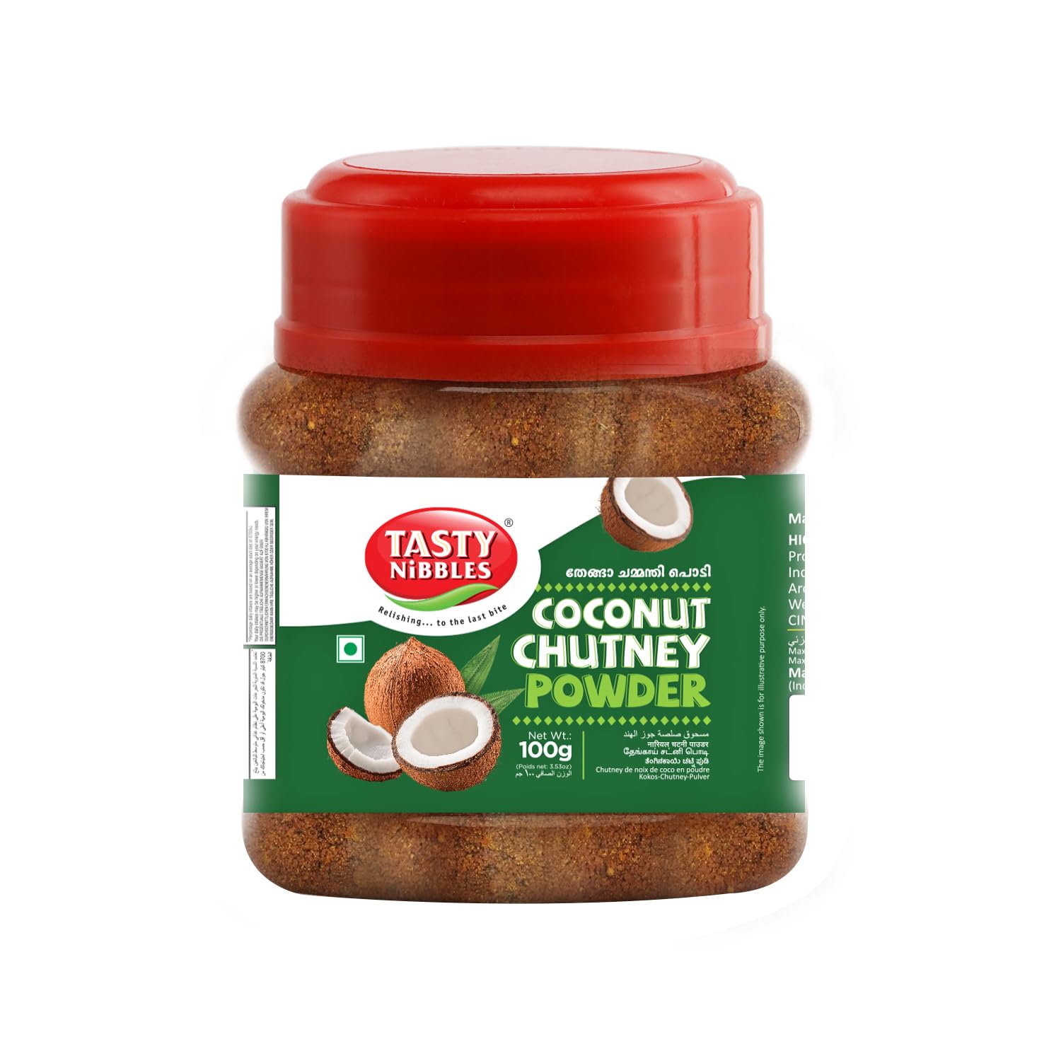TASTY NIBBLES Ready to Eat Coconut Chutney Powder 100g | Chammanthi Podi | Vegetarian | No Added Preservatives [Pack of 1]