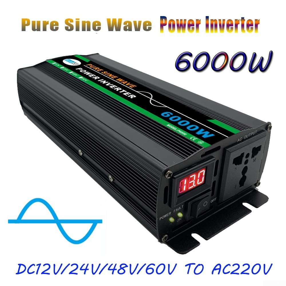 SPORTARC Inverter di potenza a onda sinusoidale pura da 1000 W per pannello solare, campeggio (12 V 220 V)