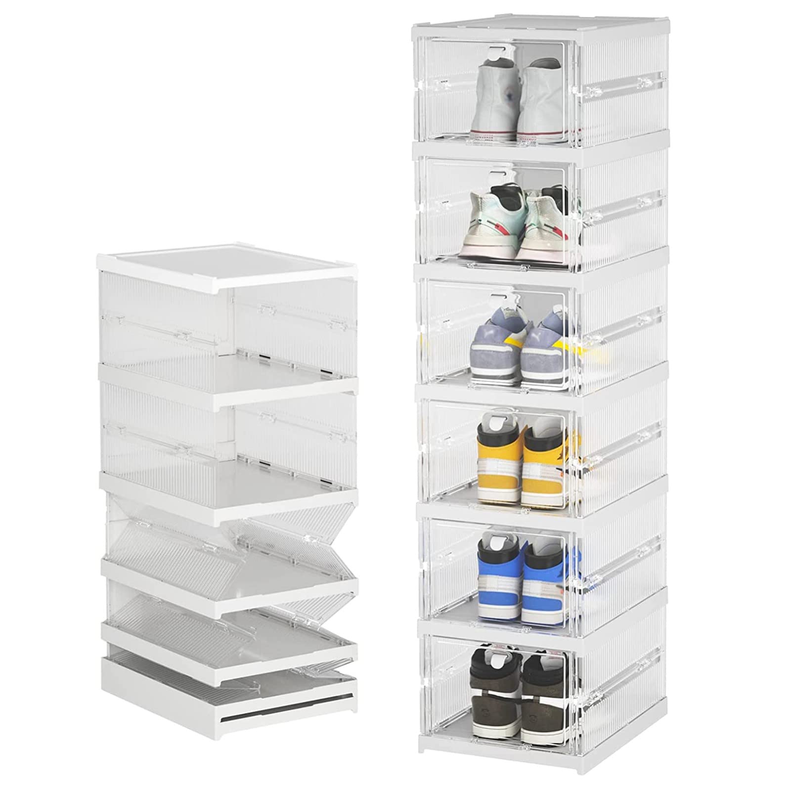 Boîtes à chaussures transparentes en plastique lot de 6 de rangement empilable homme femme