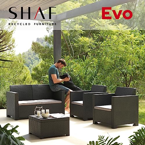 SP Berner - Set de Muebles de Jardín y Terraza EVO Confort Color Grafito- Sofá 2 Plazas, 2 Sillones y Mesa de Centro - Fabricado en España con Plástico Reciclado - Image 2