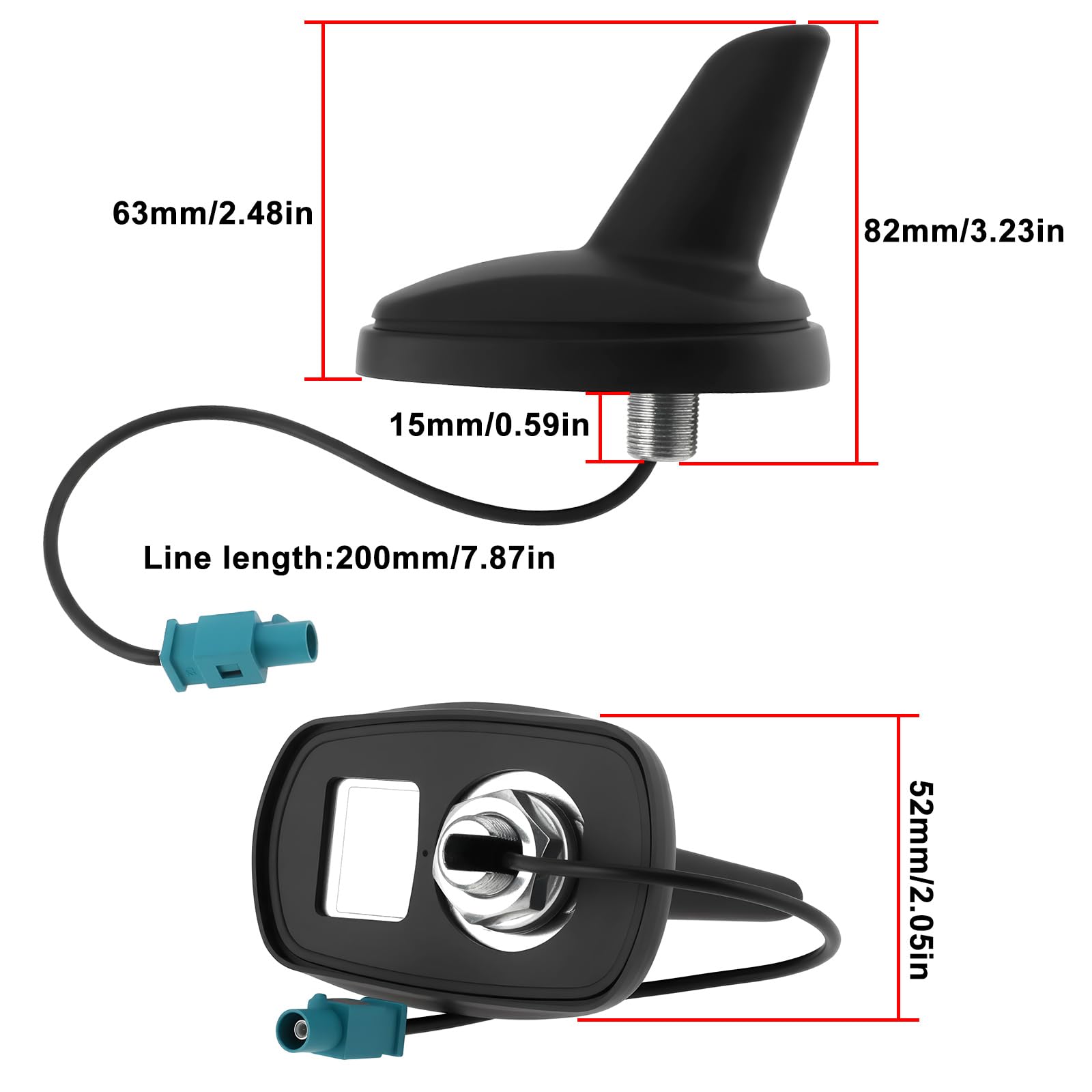 Antenna sul Tetto per Veicolo 6,3x5,2x8,2cm Compatibile con VW Golf 5 6 Compatibile con Passat