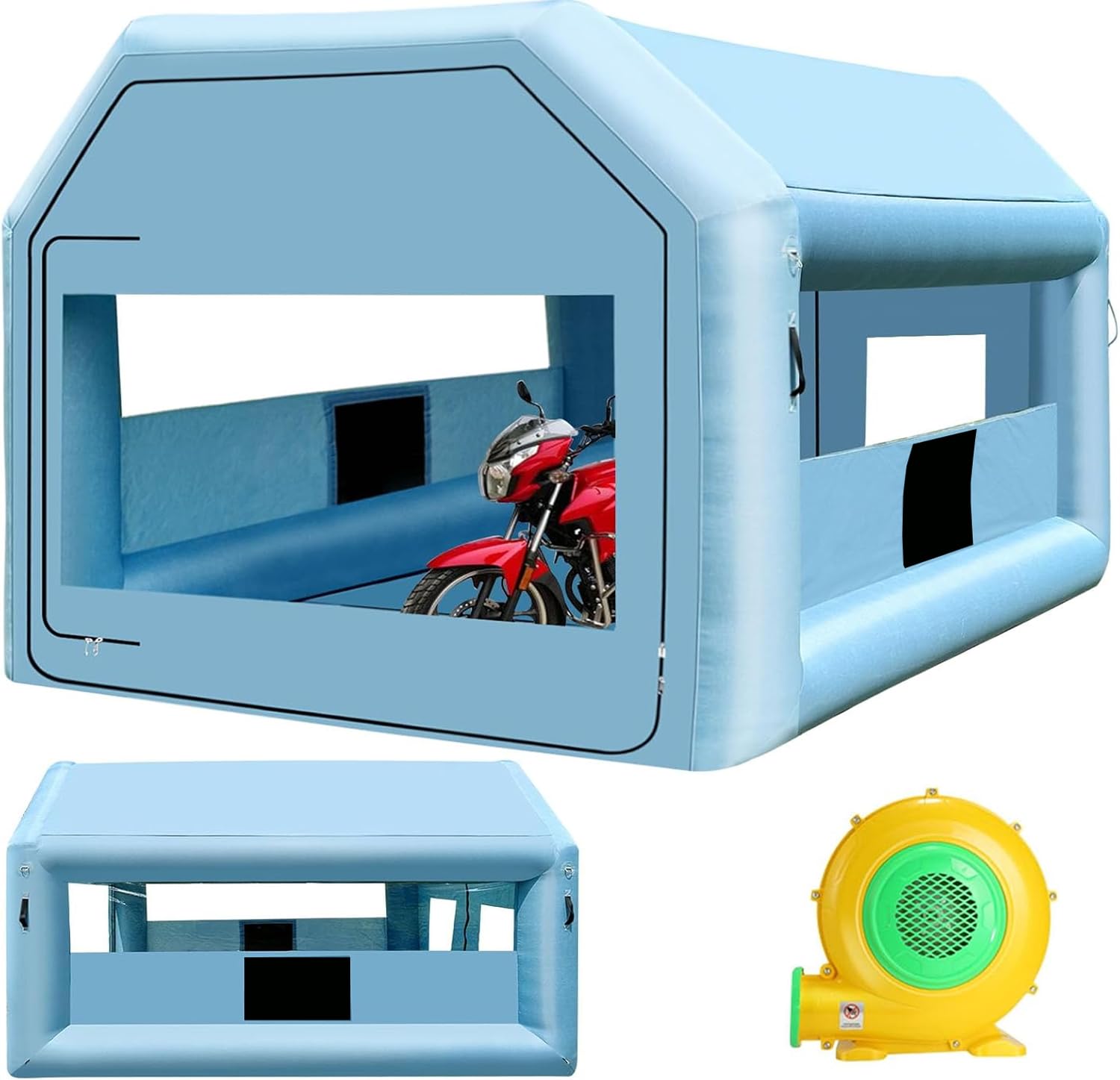 LVAOSTT Paint Booth 10x8.2x8.2FT Inflatable Paint Booth Portable Spray Booth Tent with Blower Air Filter System for DIY Spray Car Truck Motorcycle Garage Furniture Part Painting