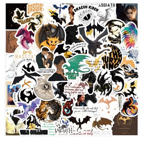 Image of Yuiturt 120 Pcs The Fourth Wing Dragon Rider Stickers - Waterproof Fantasy Vinyl for Kindle, Water Bottles, Laptop, Luggage, Cup - Aesthetic Cute Book Gift for Teens, Adults, Kids