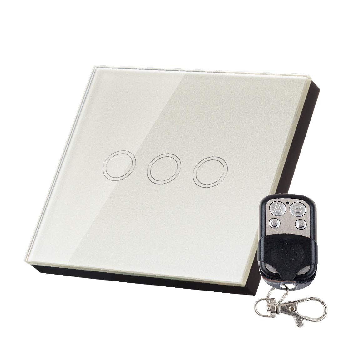 Strona główna DIY Przełącznik lampy Luksusowy szklany panel 3 Gang 1-drożny dotykowy podświetlany włącznik światła z pilotem - 86 mm x 86 mm x 35 mm 110 V-240 V AC(Home DIY Lampe Schalter