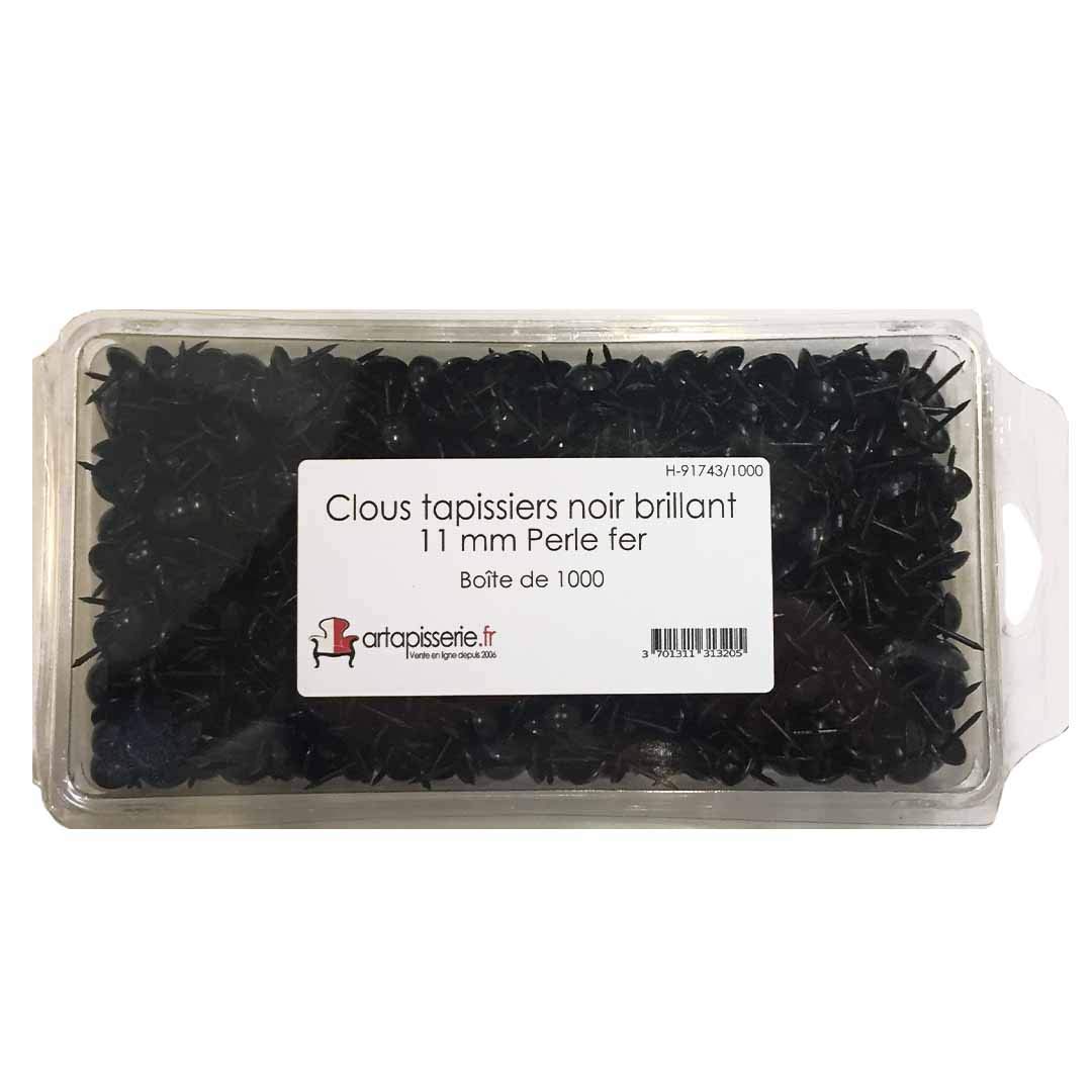 1000 Clous tapissier - Noir brillant - Ø11mm - Perle fer