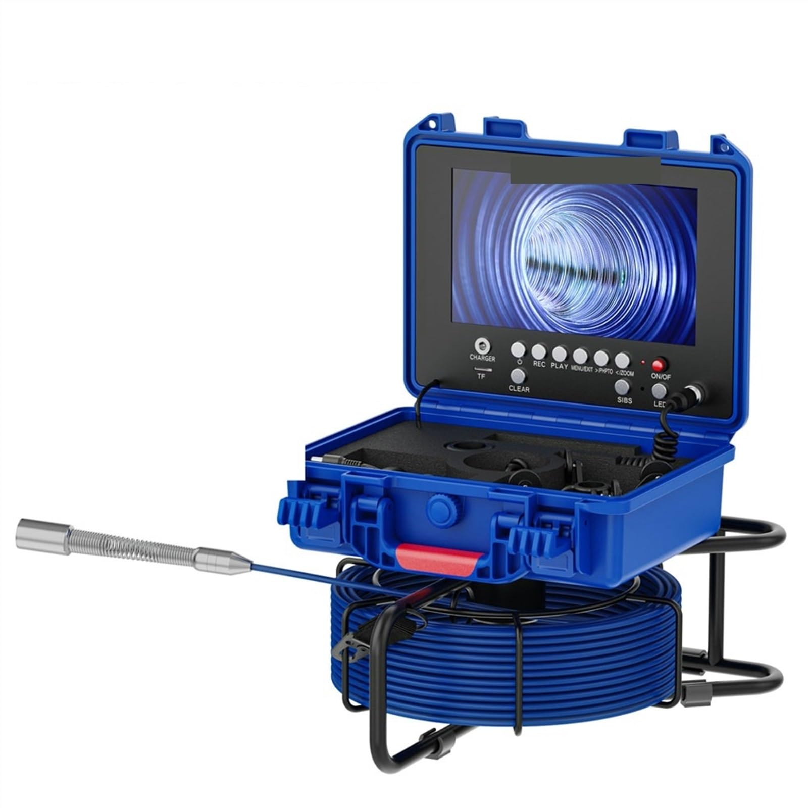 Sewer Camera, 9" Monitor Drain Sewer Endoscope Distance Counter 512HZ Signal Self-Leveling Pipeline Camera 10/20/30/40/50M(10m,23MM Camera)