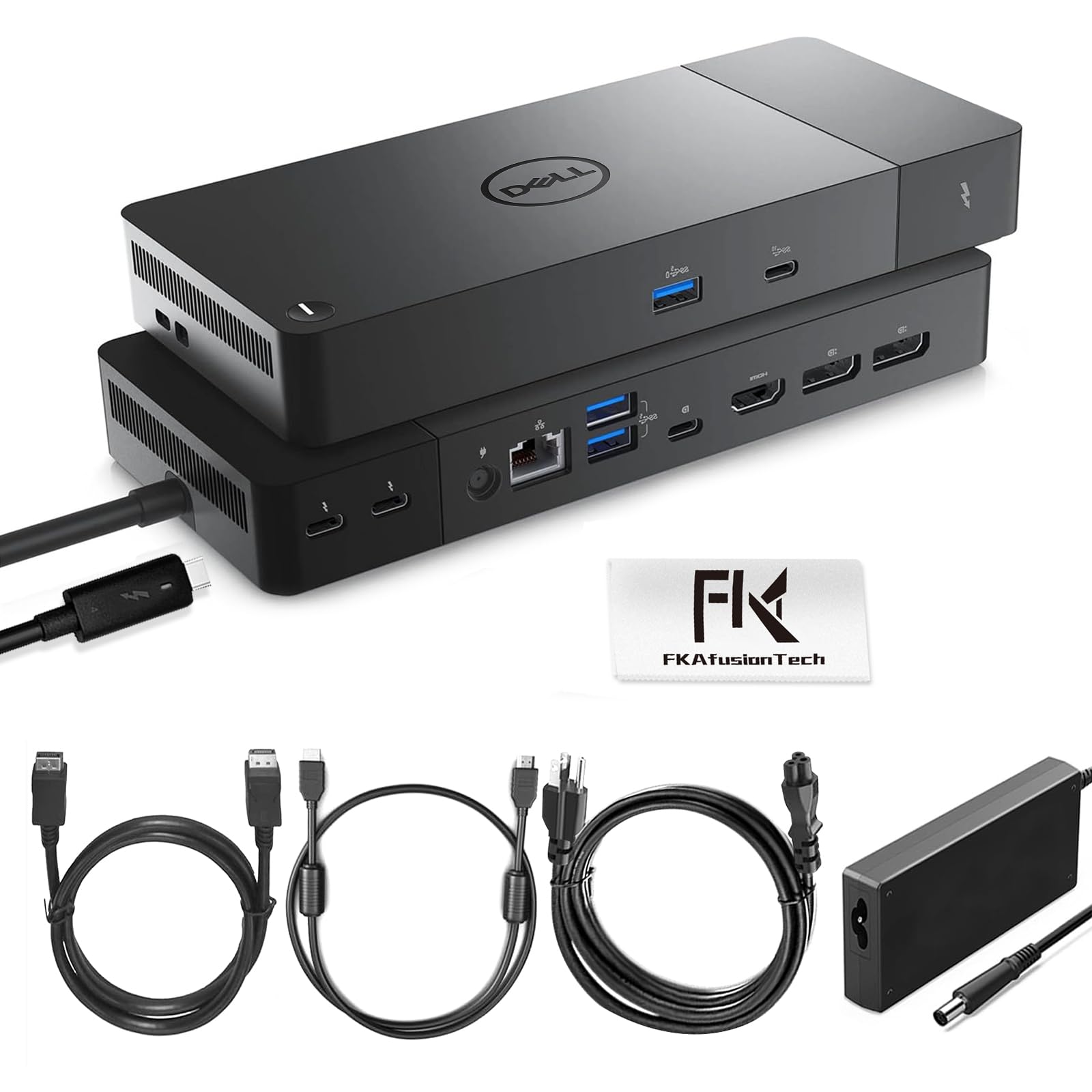 Dell WD22TB4 Docking Station, Performance Thunderbolt 4 Dock - 3 Year Warranty, with 180W Power Adapter + 130W Power Delivery + ZoomSpeed HDMI Cable + ZoomSpeed DP Cable, Supports 4K Displays - New