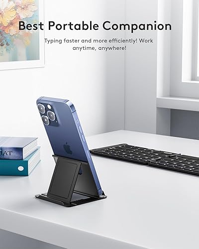 Miniatura 7 de Samsers - Teclado plegable portátil e inalámbrico Bluetooth multidispositivo, recargable, ultradelgado, completo, para hasta 3dispositivos, para