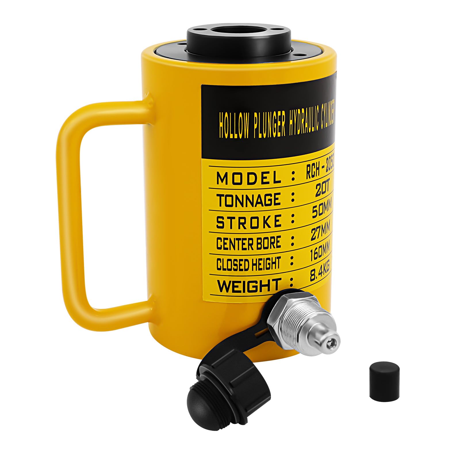 Cilindro hidráulico de pistón hueco 20T, carrera de 60 mm, acero 45#, diseño de orificio pasante, compacto 100 × 160 mm, para levantar, presionar y tirar, compatible con bomba manual CP-700