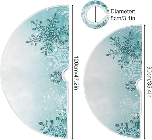 Miniatura 3 de ALAZA Decoración de falda de árbol de Navidad, adorno de falda de árbol grande de 47.2 pulgadas con copos de nieve plateados de invierno, verde