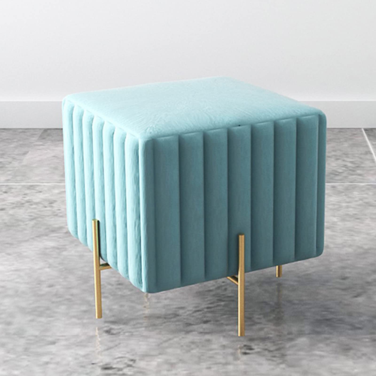 Tabouret à langer en velours bleu compact pour résoudre le manque de sièges d'entrée