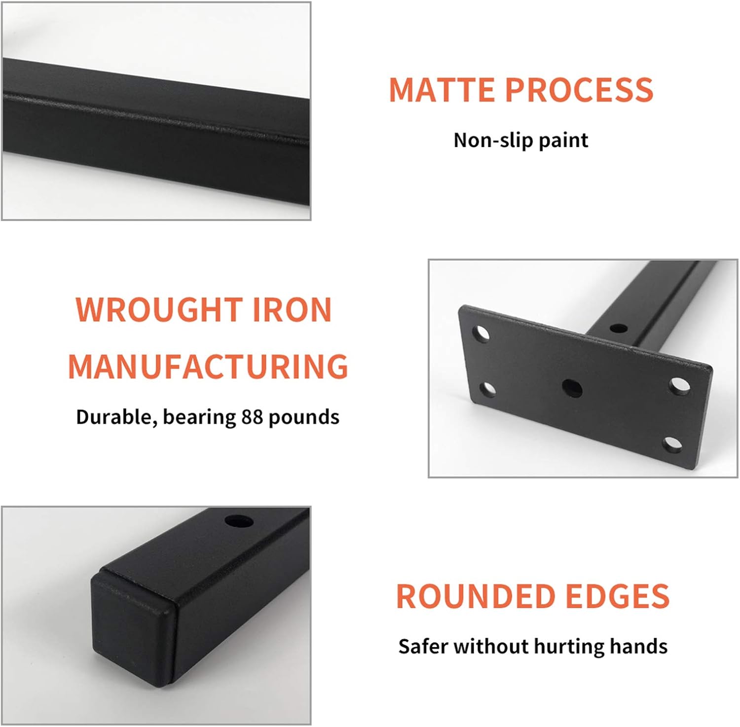 Heavy Duty Floating Shelf Brackets 12 Inch, Black Iron Pipe Shelf Bracket Wall Mounted Metal Shelving Supports Industrial with Screws & Anchors, Hardware for DIY Home Décor/ Storage/ Farmhouse