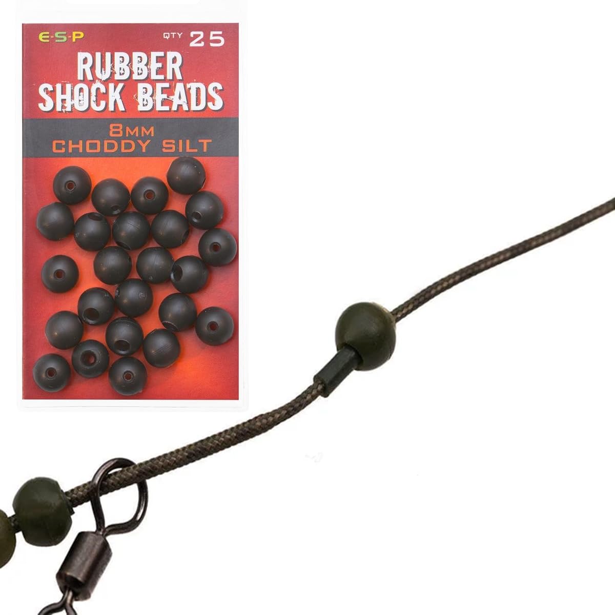 ESP Rubber shock beads 8mm CHODDY SILT qty25