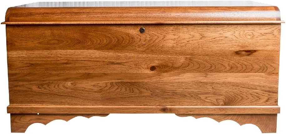 - Cedar Hope Chest with Waterfall Top, Amish Made Wooden Storage Trunk Box for Bedroom, Blanket, Clothes, Anti-Slam Hinges and Lock, 46", Rustic Hickory Wood, Boston Stain