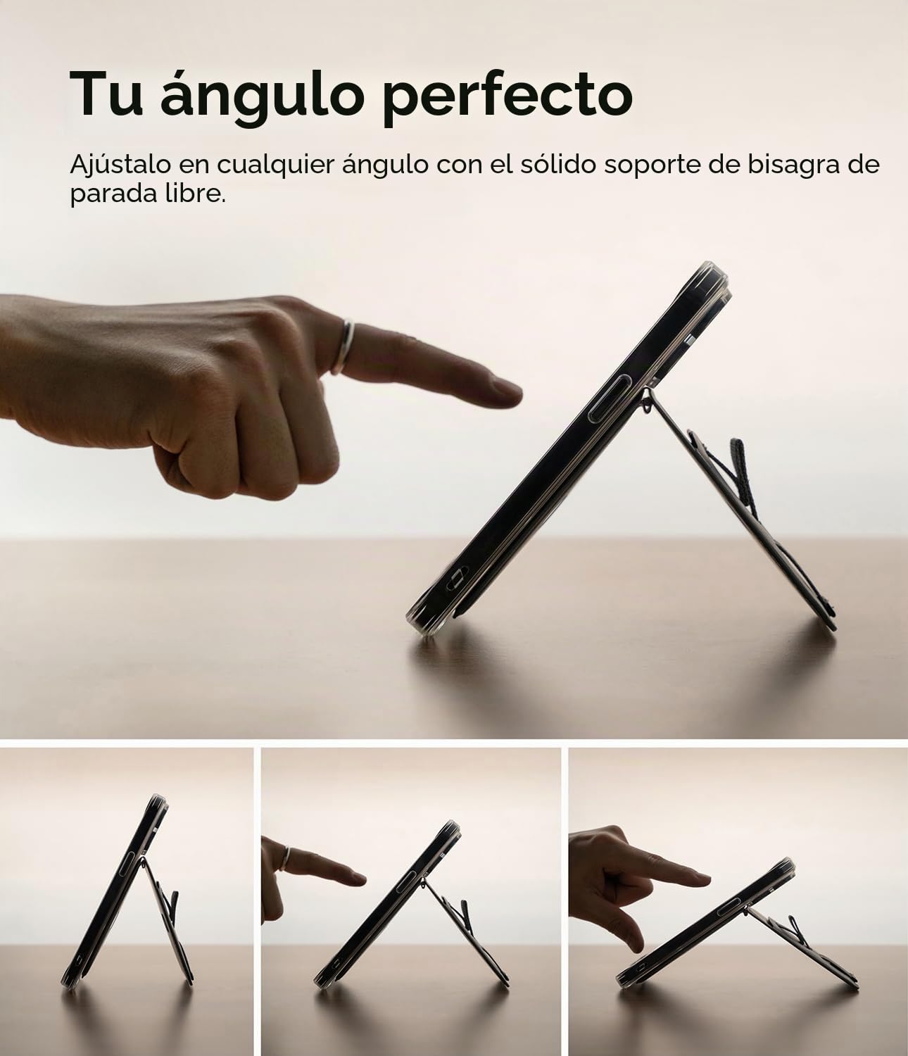 Ringke Stand Grip Wallet Magnetic [Cabe 3 Tarjetas] Tarjetero Movil Compatible con MagSafe, Utiliza de Soporte, Correa para el Dedo Soporte Movil con Imán Muy Fuerte - Light Gray