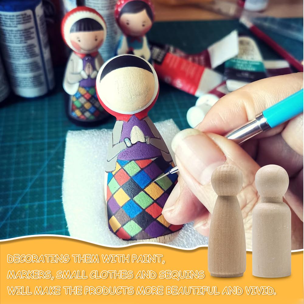 YGCQFH 20 stuks houten figuren om te beschilderen, 75 mm, onafgewerkte houten poppen, familie om te knutselen, voor doe-het-zelf bruiloftsdecoratie, verjaardag, Kerstmis en kinderactiviteiten