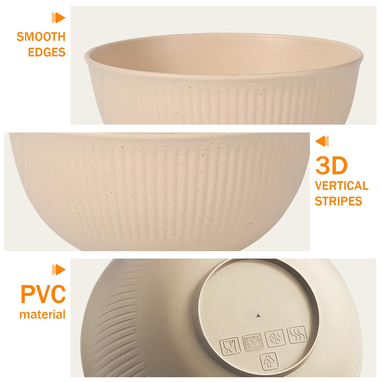 Cuencos para cereales, 8 unidades: 680 ml, irrompible, reutilizable, sin BPA, cuencos de plástico, aptos para microondas y lavavajillas