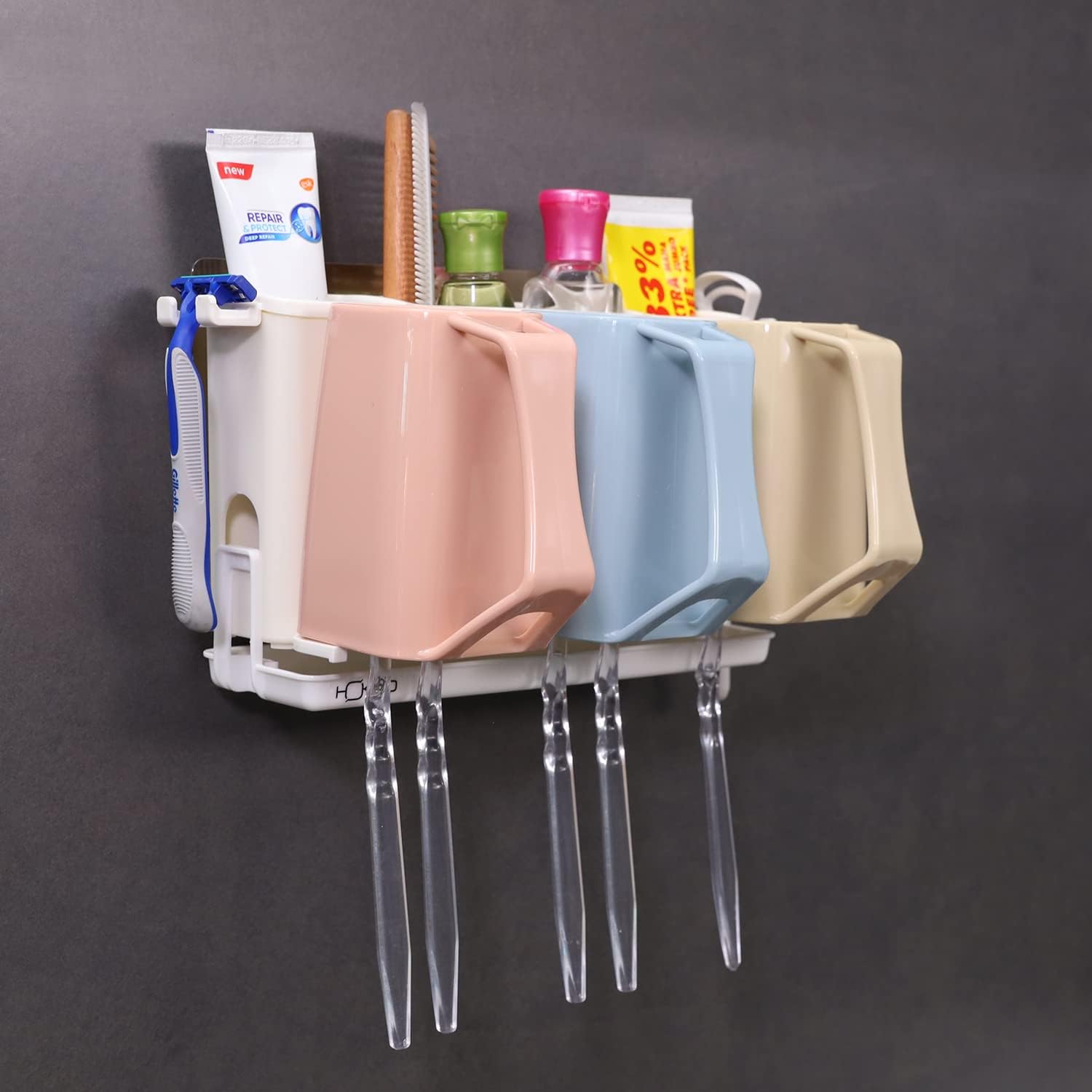 HOKIPO Magic Sticker Toothbrush Holder - No Drill! -2 HOKIPO Magic Sticker Toothbrush Holder - No Drill! -2