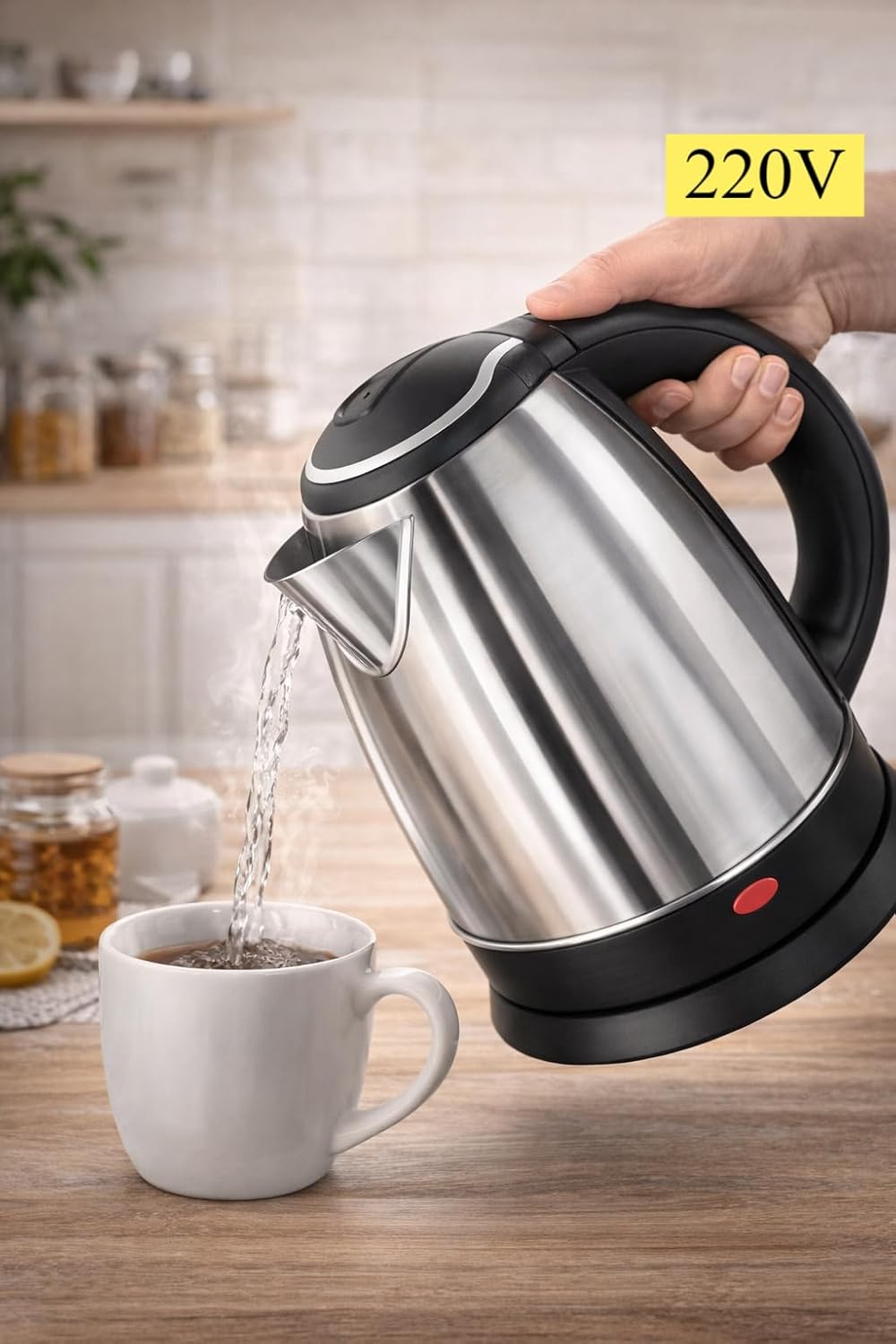 Chaleira Elétrica 1,8L Inox 220V Fervedor Água Desligamento Automático Aquecimento Rápido Base 360 Graus Jarra Sem Fio Proteção Superaquecimento Premium