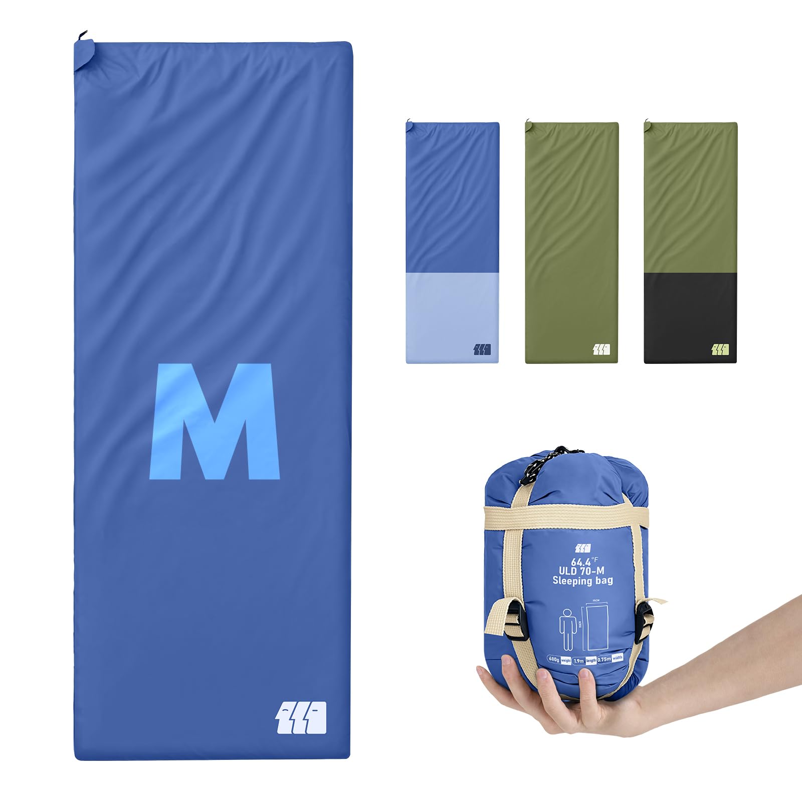 Warm Weather Sleeping Bags for Adults - Lightweight/Compact/Ultralight/Backpacking/Waterproof/Packable, Free Compression Sack - Best for Summer Camp, Hiking, Motorcycle, Easy to Carry, Small Space