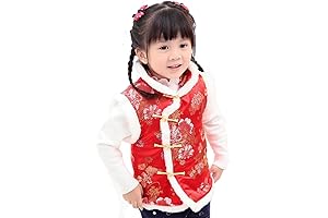 Girls' Fleece Vest Coat with Tank Top for Chinese New Year Festivities