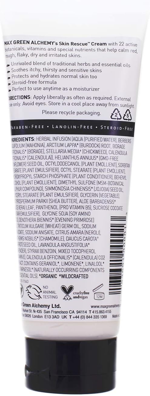 MGA Vegan Skin Rescue Cream - Face & Body Skin Care Cream | Organic Formula Supports Eczema, Psoriasis & Dermatitis Treatment | Hydration Moisturizer for Dry, Itchy & Sensitive Skin | 2 Oz