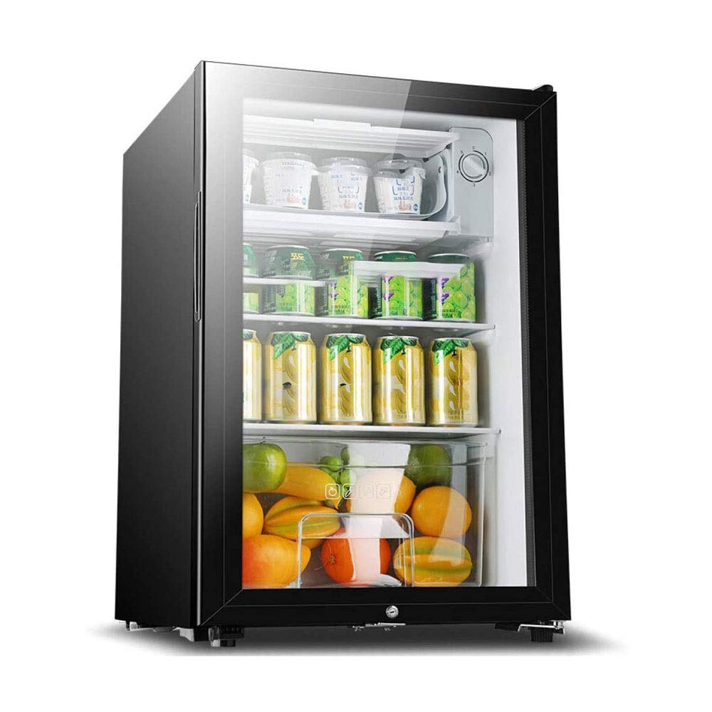 XIXIANDASHA Beverage Refrigerator and Cooler, Fresh Keeping Cabinet - 90L Fridge with Glass Door for Soda Beer or Wine - for Office or Bar with Adjustable Removable Shelves