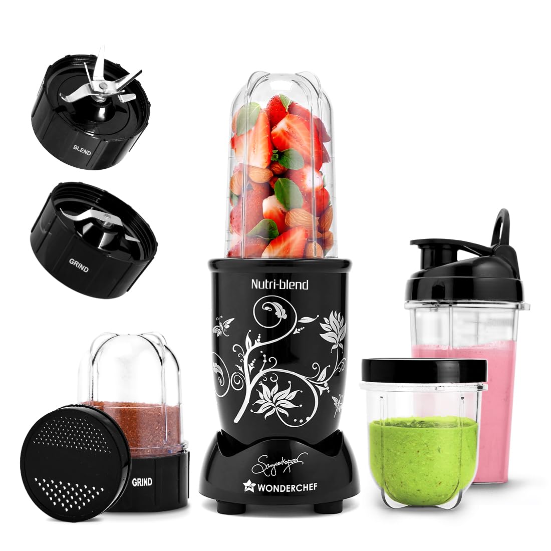 Wonderchef Nutri-blend Mixer Grinder Blender, Smoothie Maker, 3 Unbreakable Jars (Blending, Grinding, and Sipper Jar), 500W 22000 RPM 100% Full Copper Motor, SS Blades, 2 Year Warranty, Black-image-19