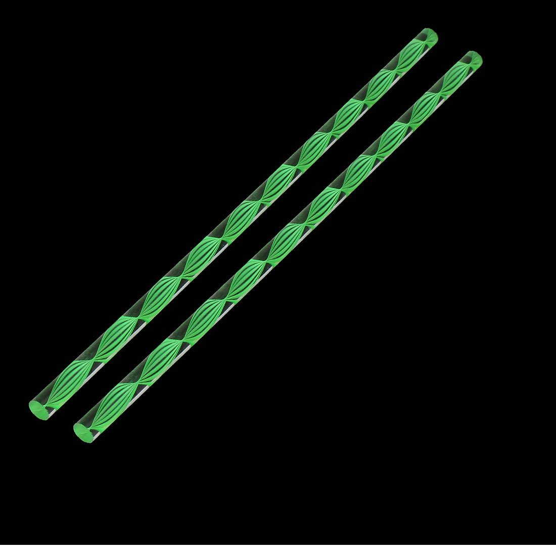 Aexit Twisted Green Electrical equipment Line Solid Acrylic Round Rod PMMA Bar 250mmx8mm 2pcs