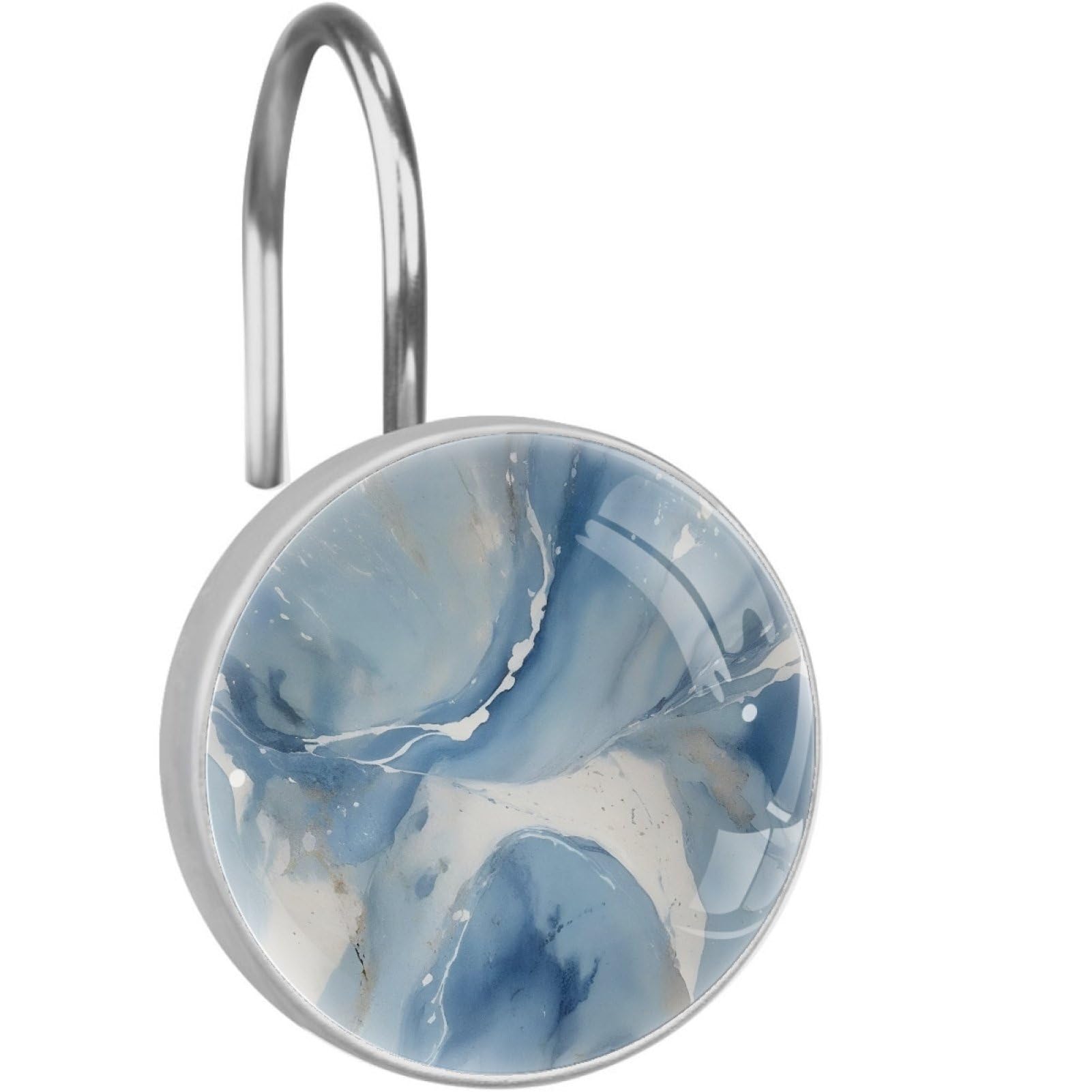 VAPOKF Shower Curtain Hooks, 12PCS Blue Marble Shower Curtain Hook for Bathroom Decors Home Bedroom
